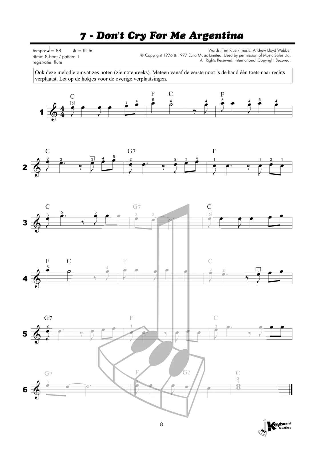 Voorbeeldpagina uit Keyboard Selections 2