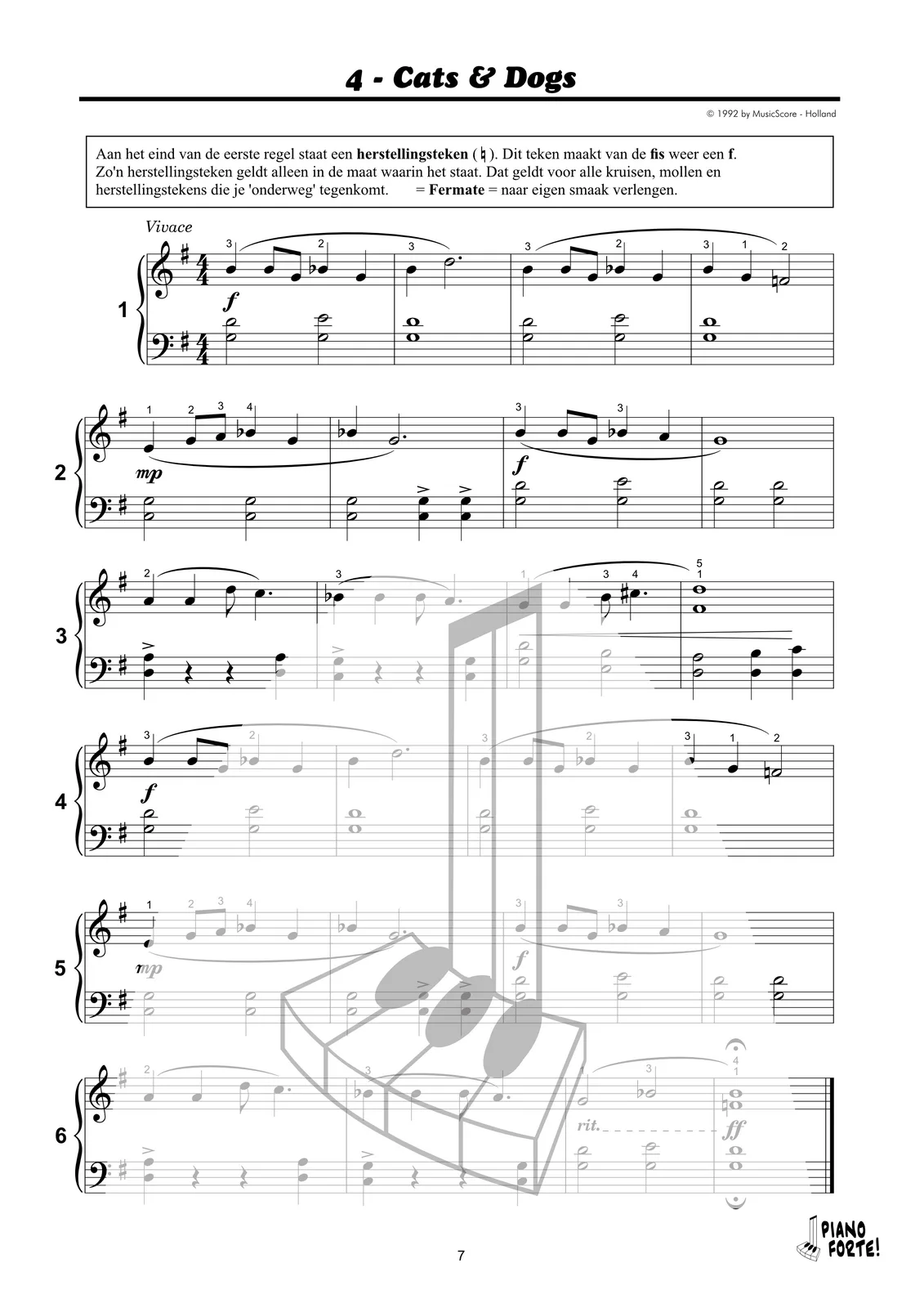 Voorbeeldpagina uit Piano Forte! 3