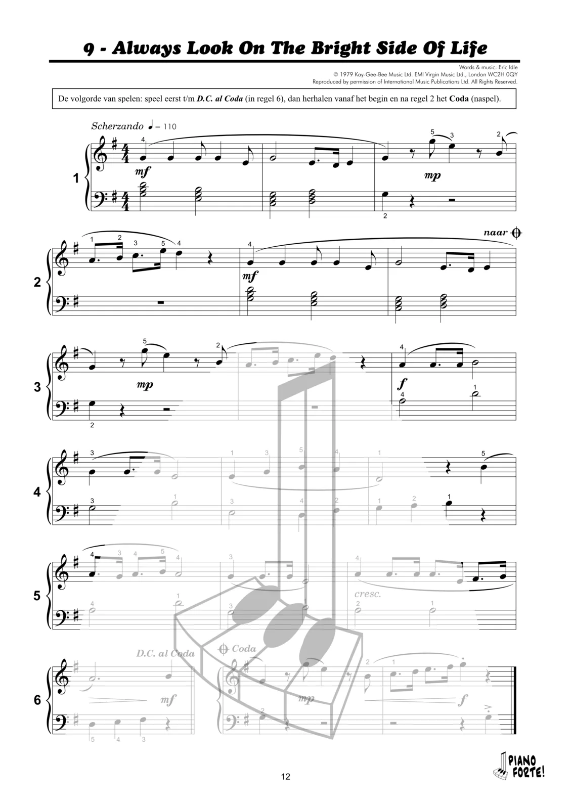 Voorbeeldpagina bladmuziek: Cats And Dogs — swing, improvisatie, pedaal en tremolo