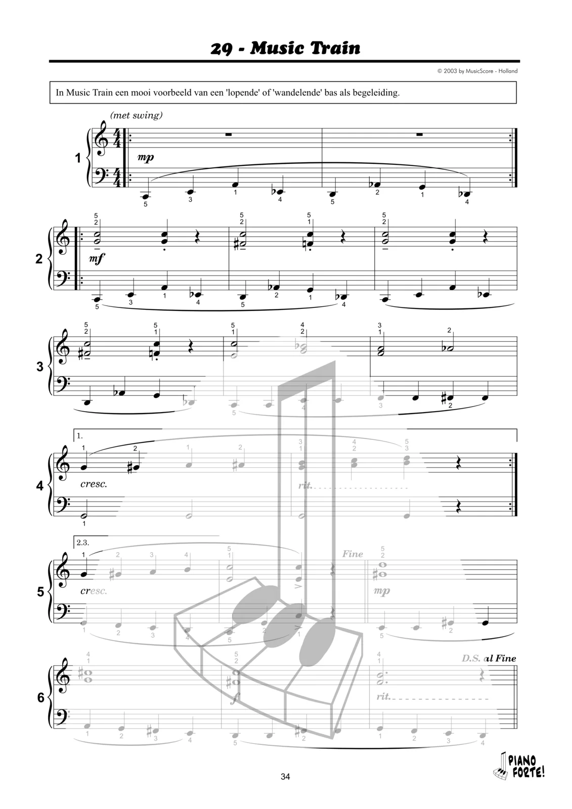 Voorbeeldpagina bladmuziek: Sonate K331 — thema van Mozart